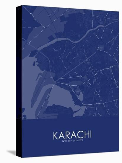 Karachi, Pakistan Blue Map-null-Stretched Canvas