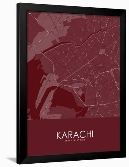 Karachi, Pakistan Red Map-null-Framed Poster
