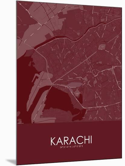 Karachi, Pakistan Red Map-null-Mounted Poster