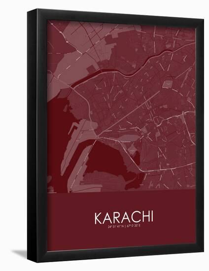 Karachi, Pakistan Red Map-null-Framed Poster