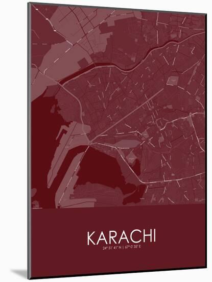 Karachi, Pakistan Red Map-null-Mounted Poster