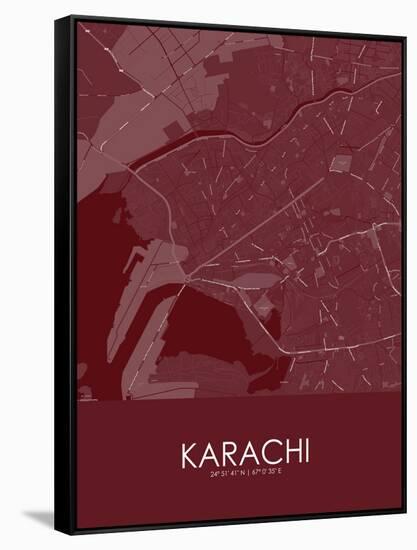 Karachi, Pakistan Red Map-null-Framed Stretched Canvas