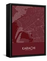 Karachi, Pakistan Red Map-null-Framed Stretched Canvas