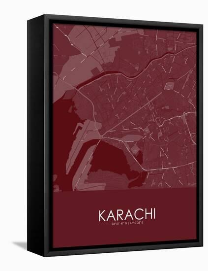 Karachi, Pakistan Red Map-null-Framed Stretched Canvas