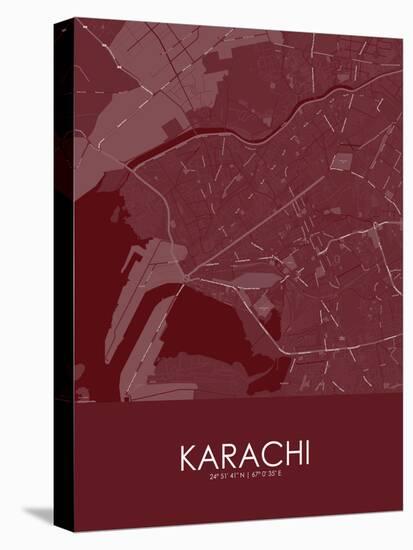 Karachi, Pakistan Red Map-null-Stretched Canvas