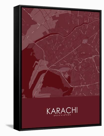 Karachi, Pakistan Red Map-null-Framed Stretched Canvas