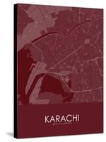Karachi, Pakistan Red Map-null-Stretched Canvas