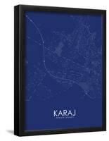 Karaj, Iran, Islamic Republic of Blue Map-null-Framed Poster