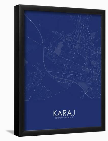 Karaj, Iran, Islamic Republic of Blue Map-null-Framed Poster