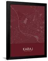 Karaj, Iran, Islamic Republic of Red Map-null-Framed Poster