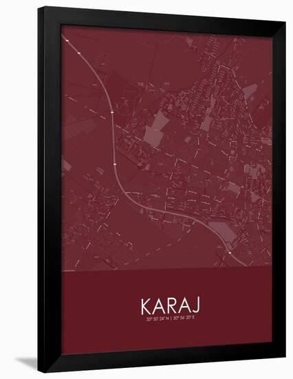 Karaj, Iran, Islamic Republic of Red Map-null-Framed Poster