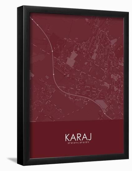 Karaj, Iran, Islamic Republic of Red Map-null-Framed Poster