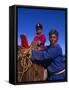 Karakorum, Horse Herder and His Son on Horseback, Mongolia-Paul Harris-Framed Stretched Canvas