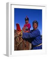 Karakorum, Horse Herder and His Son on Horseback, Mongolia-Paul Harris-Framed Photographic Print