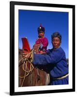 Karakorum, Horse Herder and His Son on Horseback, Mongolia-Paul Harris-Framed Photographic Print