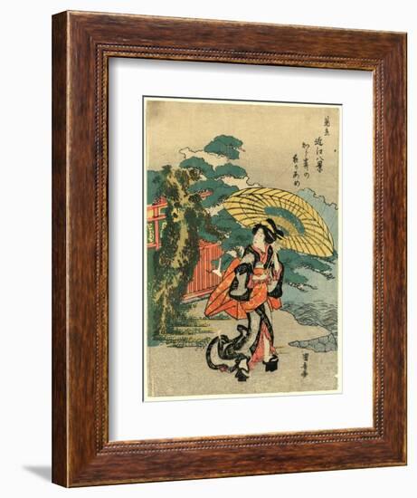 Karasaki No Yoru No Ame-Utagawa Kuniyasu-Framed Giclee Print
