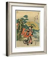 Karasaki No Yoru No Ame-Utagawa Kuniyasu-Framed Giclee Print