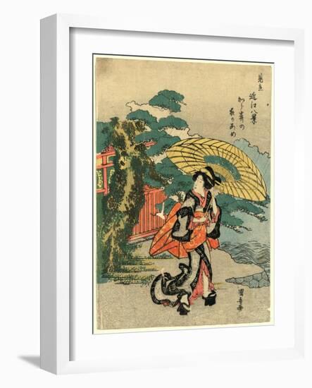 Karasaki No Yoru No Ame-Utagawa Kuniyasu-Framed Giclee Print