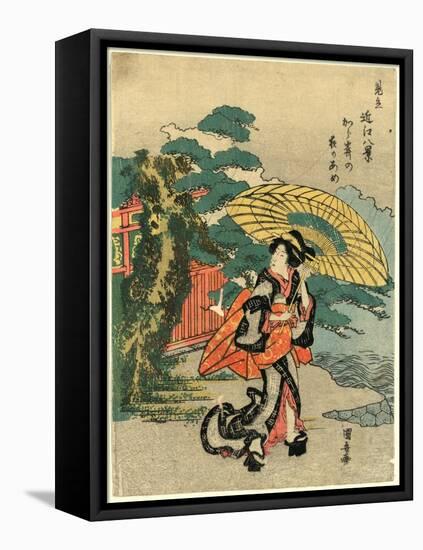 Karasaki No Yoru No Ame-Utagawa Kuniyasu-Framed Stretched Canvas