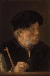 A Man, Bust-Length, Holding a Cane and His Spectacles, by a Wooden Ledge (Oil on Panel)-Karel van der Pluym-Giclee Print