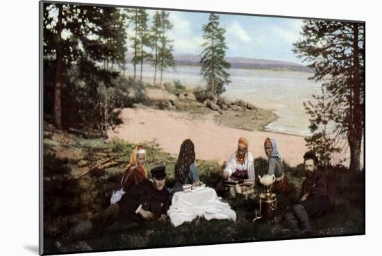 Karelians Having Tea by a River, Near Archangel, Russia, C1930S-null-Mounted Giclee Print