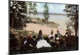 Karelians Having Tea by a River, Near Archangel, Russia, C1930S-null-Mounted Giclee Print