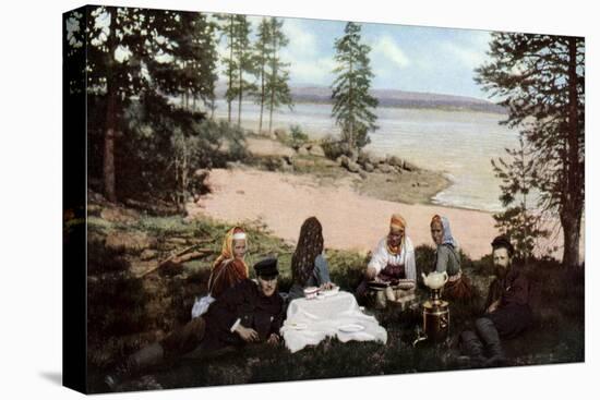 Karelians Having Tea by a River, Near Archangel, Russia, C1930S-null-Stretched Canvas