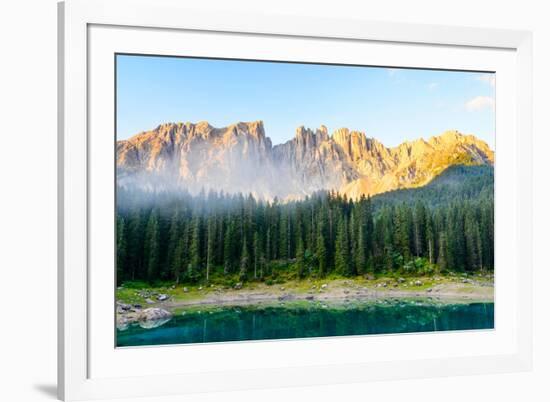 Karersee Lake, Front of Latemar, Dolomites-Sonja Jordan-Framed Photographic Print