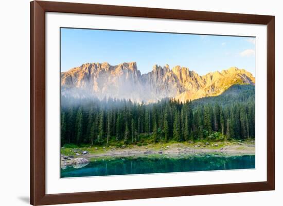 Karersee Lake, Front of Latemar, Dolomites-Sonja Jordan-Framed Photographic Print