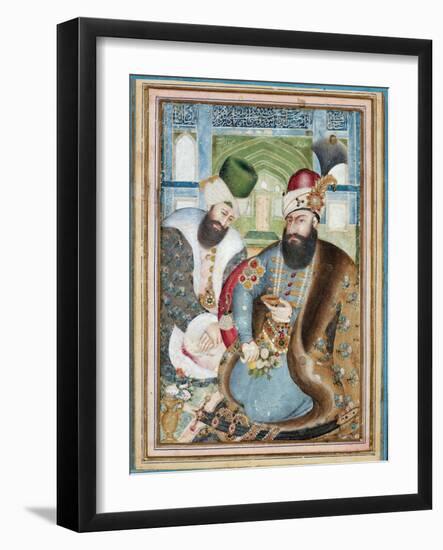 Karim Khan Zand with the Ottoman Ambassador Vehbi Effendi-Abu'l Hasan Ghafari al-Mustawfi-Framed Giclee Print