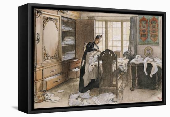 Karin by the Linen Cupboard (Karin Vid Linneskapet), 1906-Carl Larsson-Framed Stretched Canvas