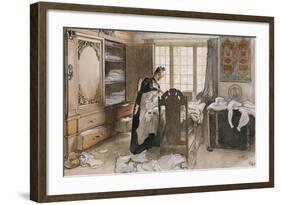 Karin by the Linen Cupboard (Karin Vid Linneskapet), 1906-Carl Larsson-Framed Giclee Print