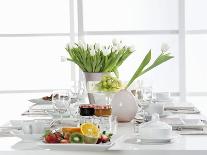 A Table Laid for Breakfast with White Tulips and Fruit-Karin Hessmann-Framed Photographic Print