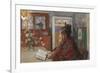 Karin Reading, 1904 watercolor on paper-Christian Krohg-Framed Giclee Print