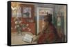 Karin Reading, 1904 watercolor on paper-Christian Krohg-Framed Stretched Canvas