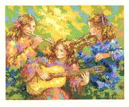 Three Women Playing Music-Karin Schaefers-Mounted Limited Edition