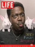Happy Easter, Comic Actor Bernie Mac with White Rabbits on Shoulders, March 25, 2005-Karina Taira-Photographic Print