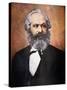 Karl Marx (Colour Litho)-Russian-Stretched Canvas