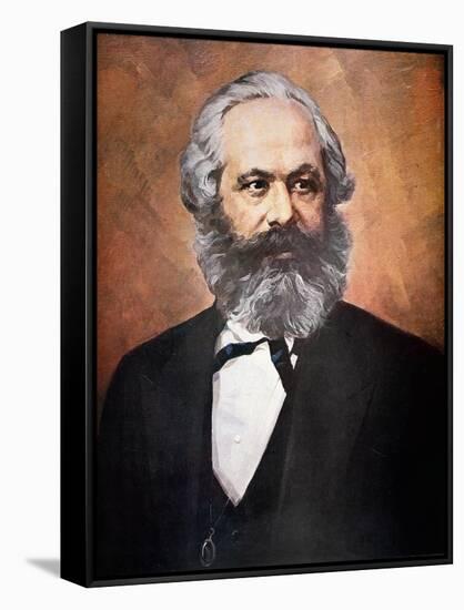 Karl Marx (Colour Litho)-Russian-Framed Stretched Canvas