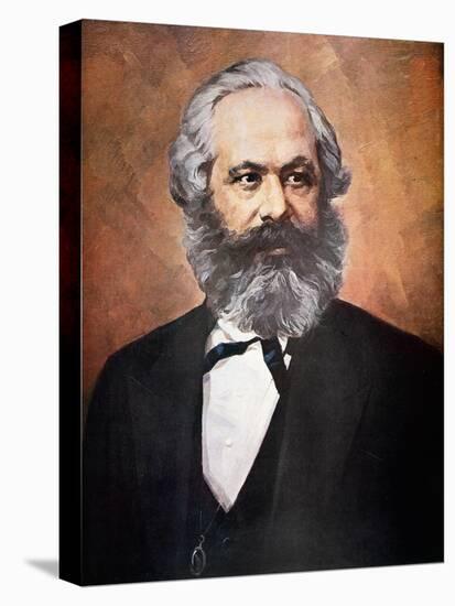 Karl Marx (Colour Litho)-Russian-Stretched Canvas