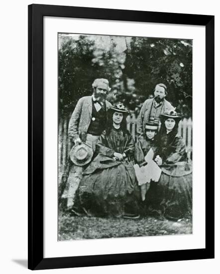 Karl Marx, Friedrich Engels and the daughters Jenny, Eleanor and Laura Marx, 1864-null-Framed Giclee Print