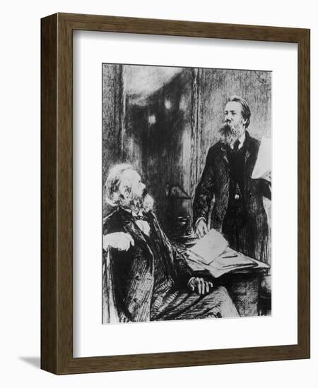 Karl Marx German Political Theorist Working on Das Kapital with Engels-Shukow-Framed Photographic Print