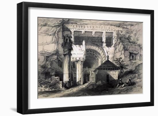 Karli, Entrance of Great Chaitya Cave, 1845-Thomas Colman Dibdin-Framed Giclee Print