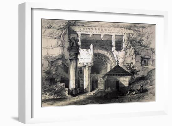 Karli, Entrance of Great Chaitya Cave, 1845-Thomas Colman Dibdin-Framed Giclee Print