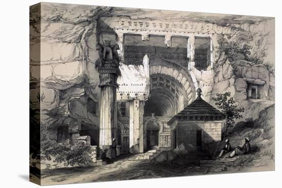 Karli, Entrance of Great Chaitya Cave, 1845-Thomas Colman Dibdin-Stretched Canvas