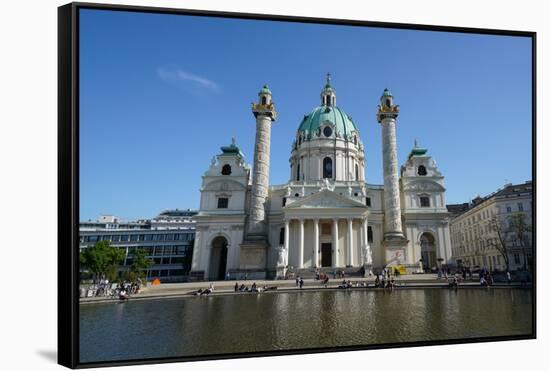 Karlskirche, a baroque church located on the south side of Karlsplatz, Vienna, Austria-Carlo Morucchio-Framed Stretched Canvas
