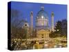 Karlskirche, Karlsplatz, Christmas Market, 1st District, Vienna, Austria-Rainer Mirau-Stretched Canvas