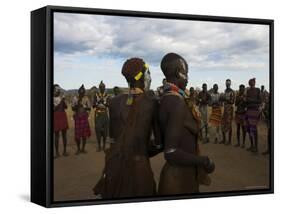 Karo People with Body Painting, Dancing, Lower Omo Valley-Jane Sweeney-Framed Stretched Canvas