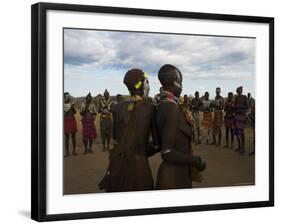 Karo People with Body Painting, Dancing, Lower Omo Valley-Jane Sweeney-Framed Photographic Print