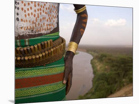 Karo Tribesman Wearing a Belt of Bullets, Lower Omo Valley, Ethiopia-Gavin Hellier-Mounted Photographic Print